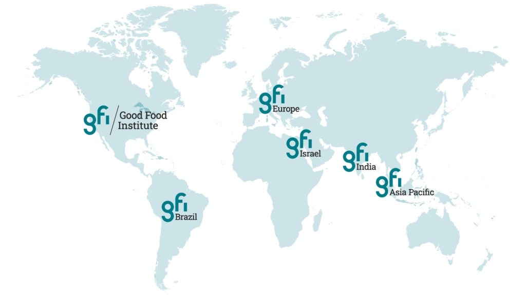 Map of the world with GFI global locations on it