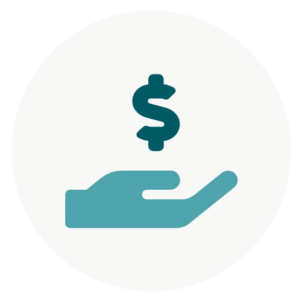 Graphic of a hand with a money sign hovering over it