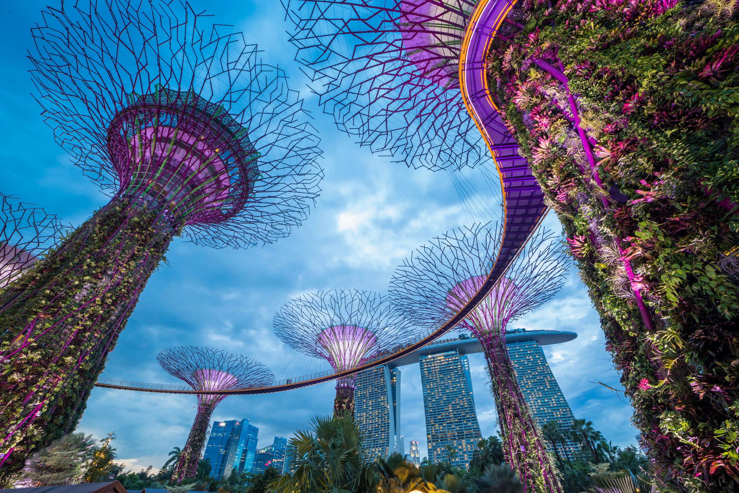 Singapore city skyline aerial view