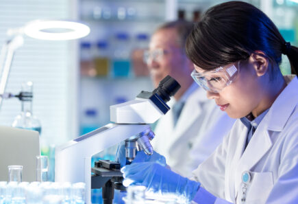 Asian female scientist working in a lab